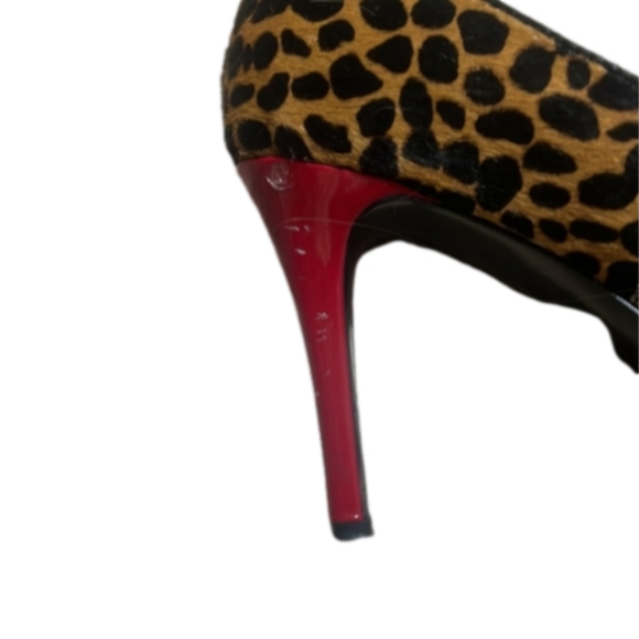 NINE WEST Leopard Print Peep Toe Heels Size 10M - Picture 3 of 3